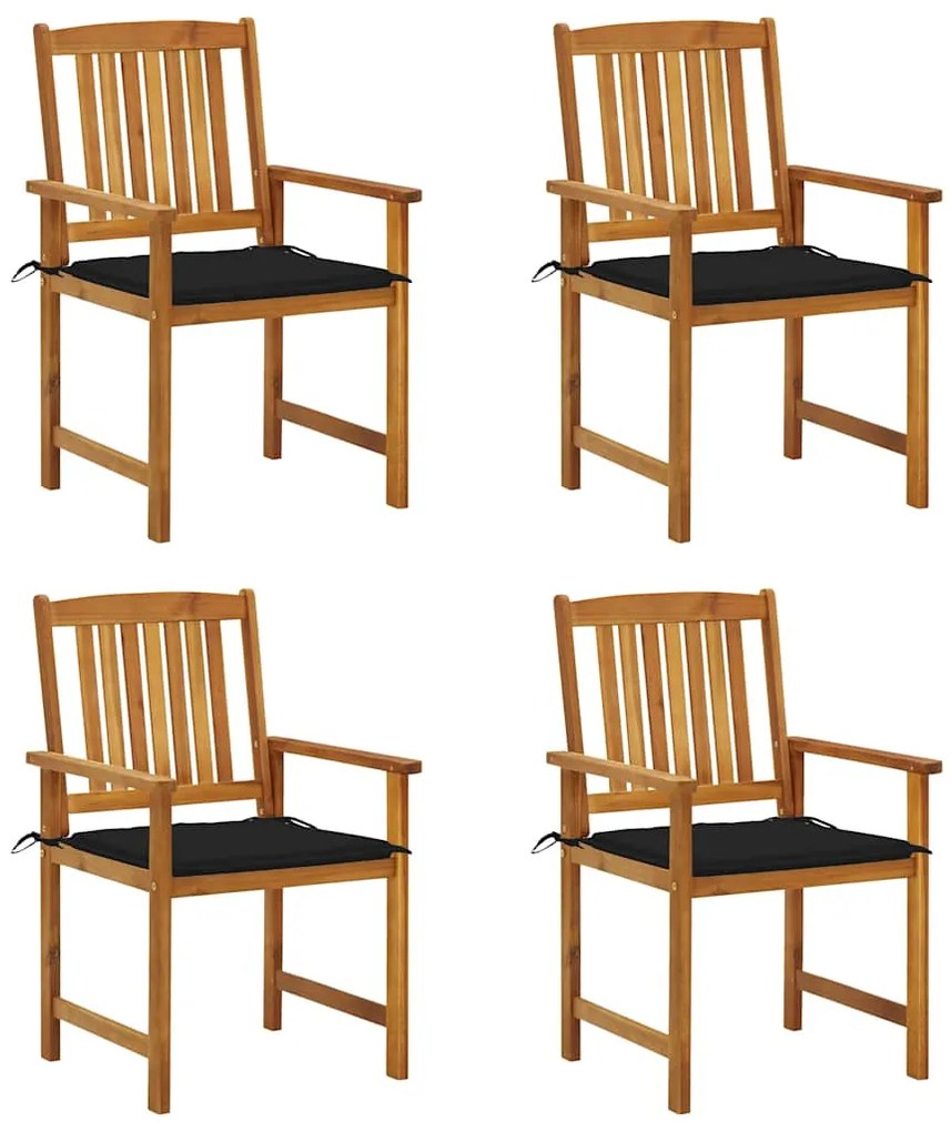 vidaXL Cadeiras de jardim c/ almofadões 4 pcs madeira de acácia maciça