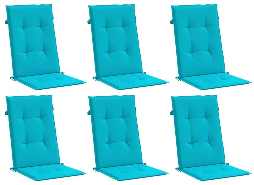 Almofadões cadeira de encosto alto 6 pcs tecido turquesa