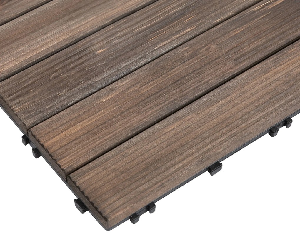Módulo de 27 Deck de Madeira 30x30cm com Área de 2,5m² Estrados com Sistema de Clic para Balcão Terraço Jardim Marrom Escuro