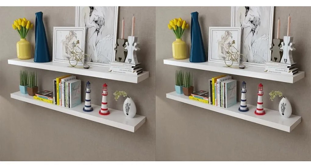 vidaXL Prateleiras de parede 4 pcs branco 120 cm