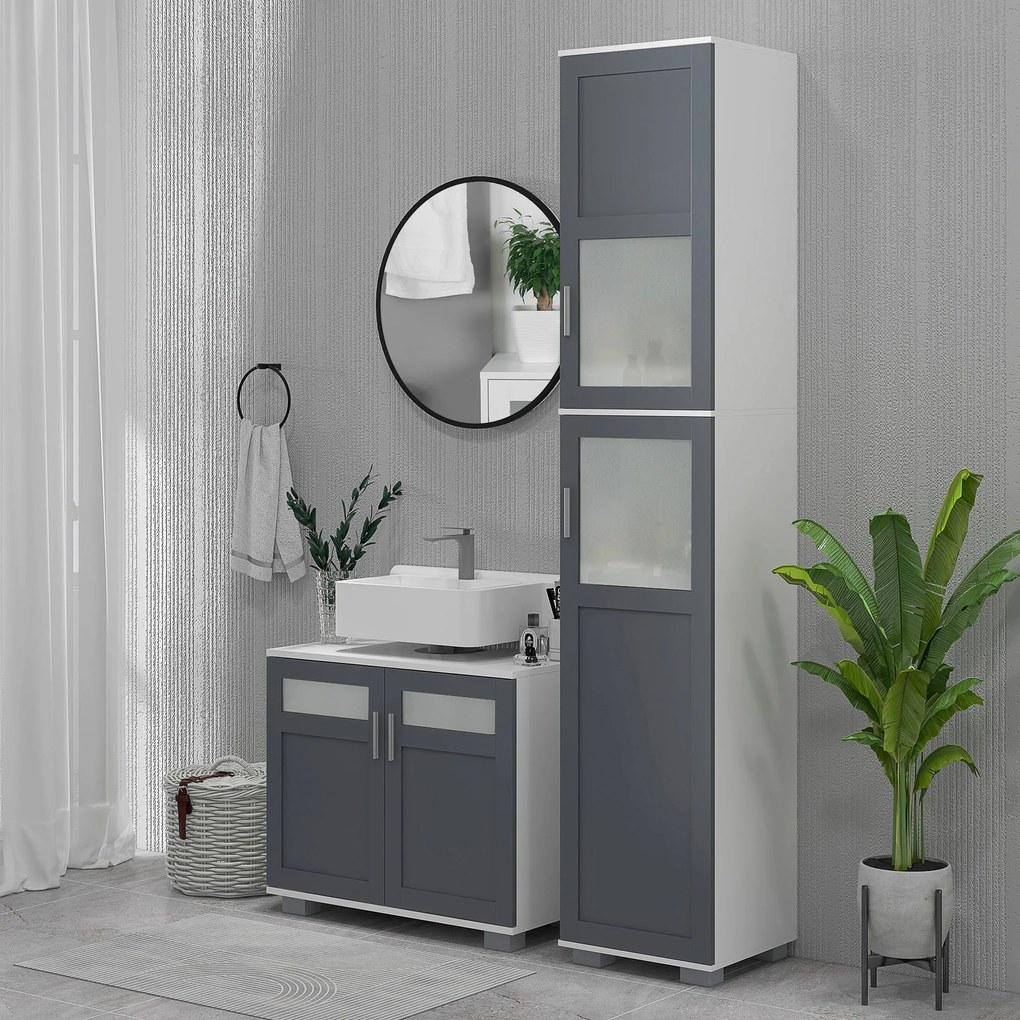 kleankin Coluna Casa de Banho Móvel Auxiliar Casa de Banho com 2 Porta