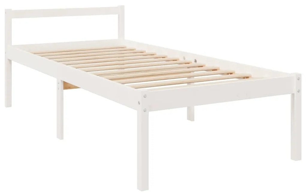 Cama para idosos com cabeceira 100x200 cm madeira maciça branco