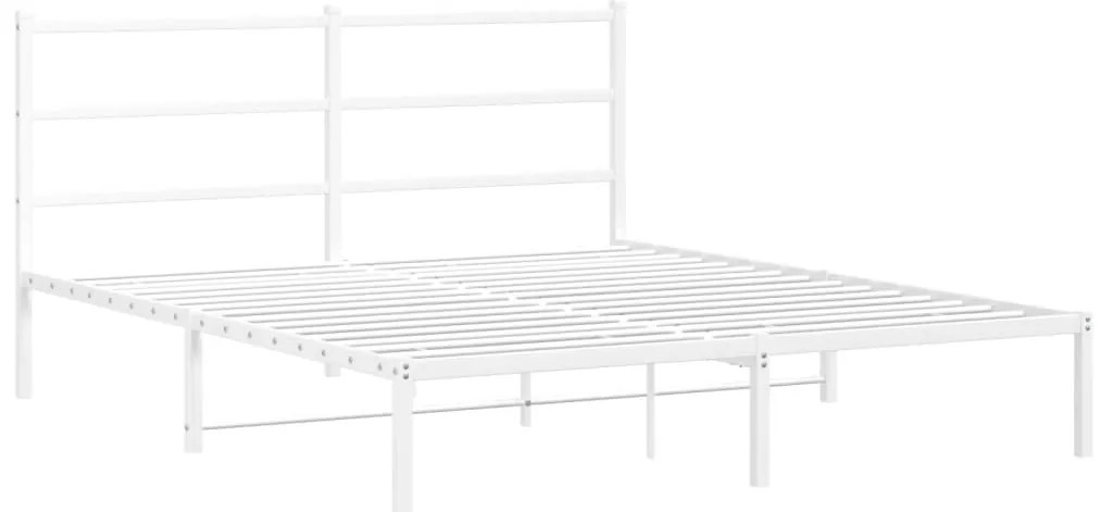 Estrutura de cama com cabeceira 150x200 cm metal branco
