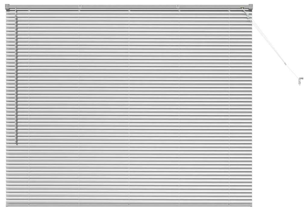 Persiana de Janela com cortinas Manual Prata 80 x 130 cm Alumínio