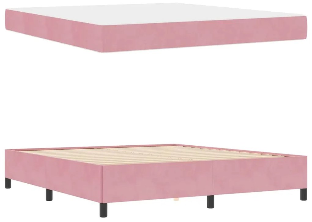 Estrutura da Cama Outros Rosa e branco 180 x 200 cm Veludo