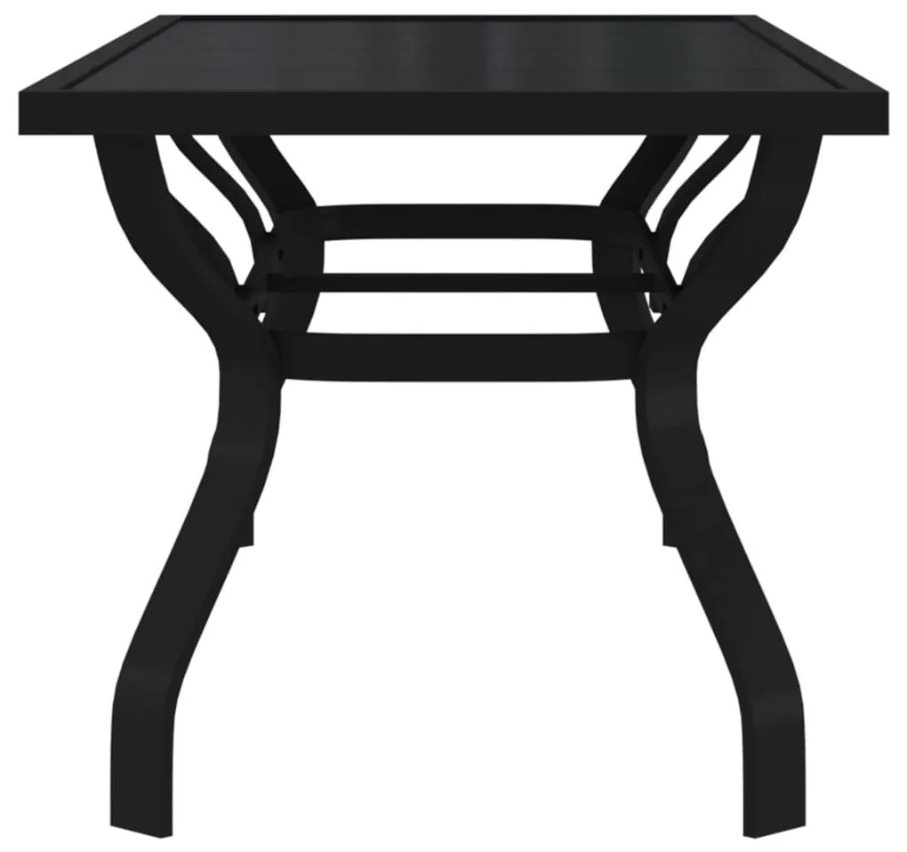 Mesa de jardim 180x80x70 cm aço e vidro preto