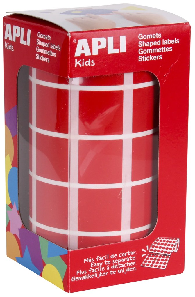 Rolo Autocolantes Quadrangular Vermelho 20MM
