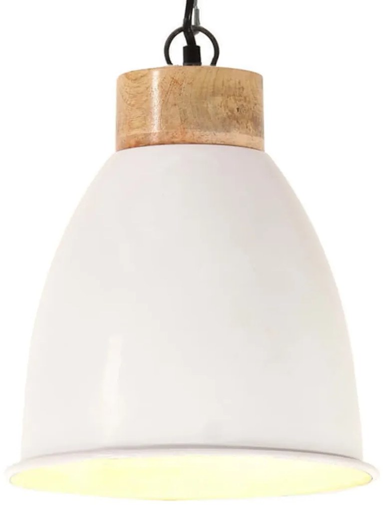 vidaXL Candeeiro teto industrial 23cm E27 ferro branco/madeira maciça
