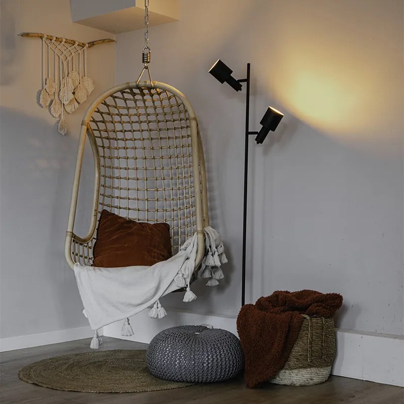 Candeeiro de pé inteligente preto com 2 A60 Wi-Fi - Stijn