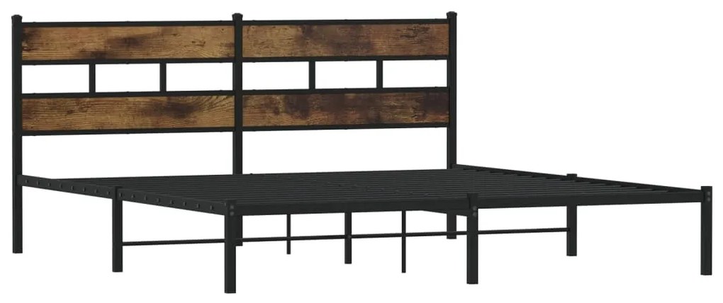 Estrutura de cama sem colchão 183x213cm metal carvalho fumado