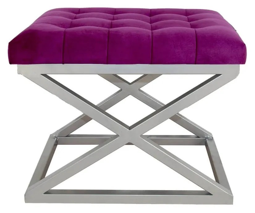 Pouffe Capraz – Silver e Fuchsia – 50 cm x 42 cm x 40 cm