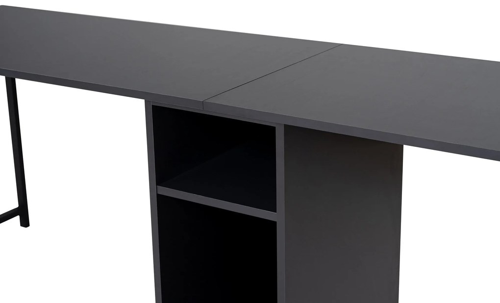 Secretária de Estudo Twin – Preto Antracite – 240x74x60 cm