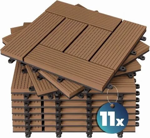 Conjunto 11 unidades Ladrilhos compostos para terraços, 30 x 30 cm mosaico cor terracota