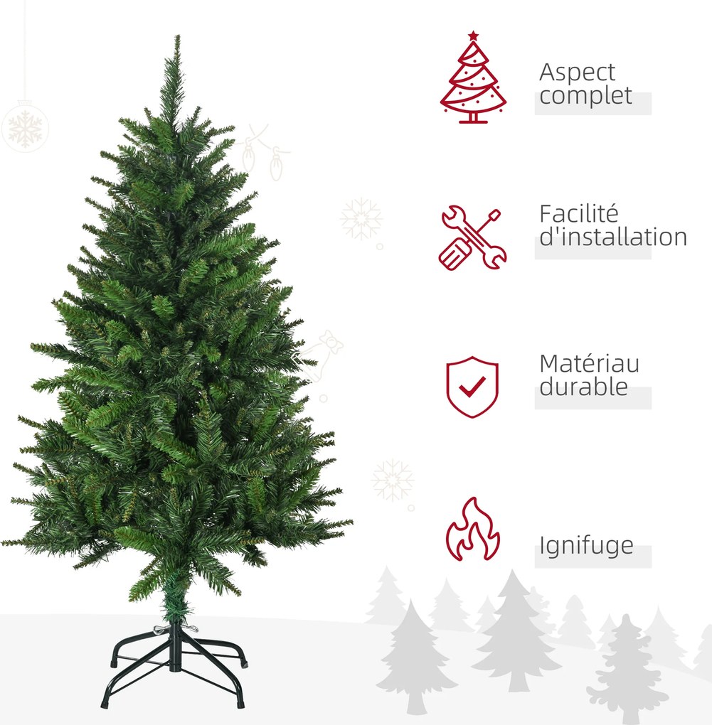 Árvore de Natal artificial com 310 ramos, estrutura em aço, base dobrável em aço, altura de 120 cm, verde