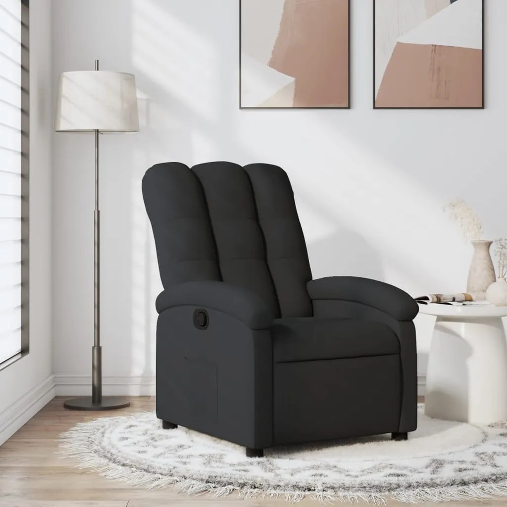 vidaXL Poltrona reclinável tecido preto
