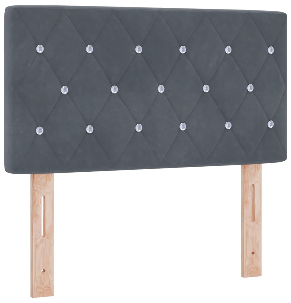 Cama Box Spring com Colchão Cinza Escuro 80x200 cm Veludo