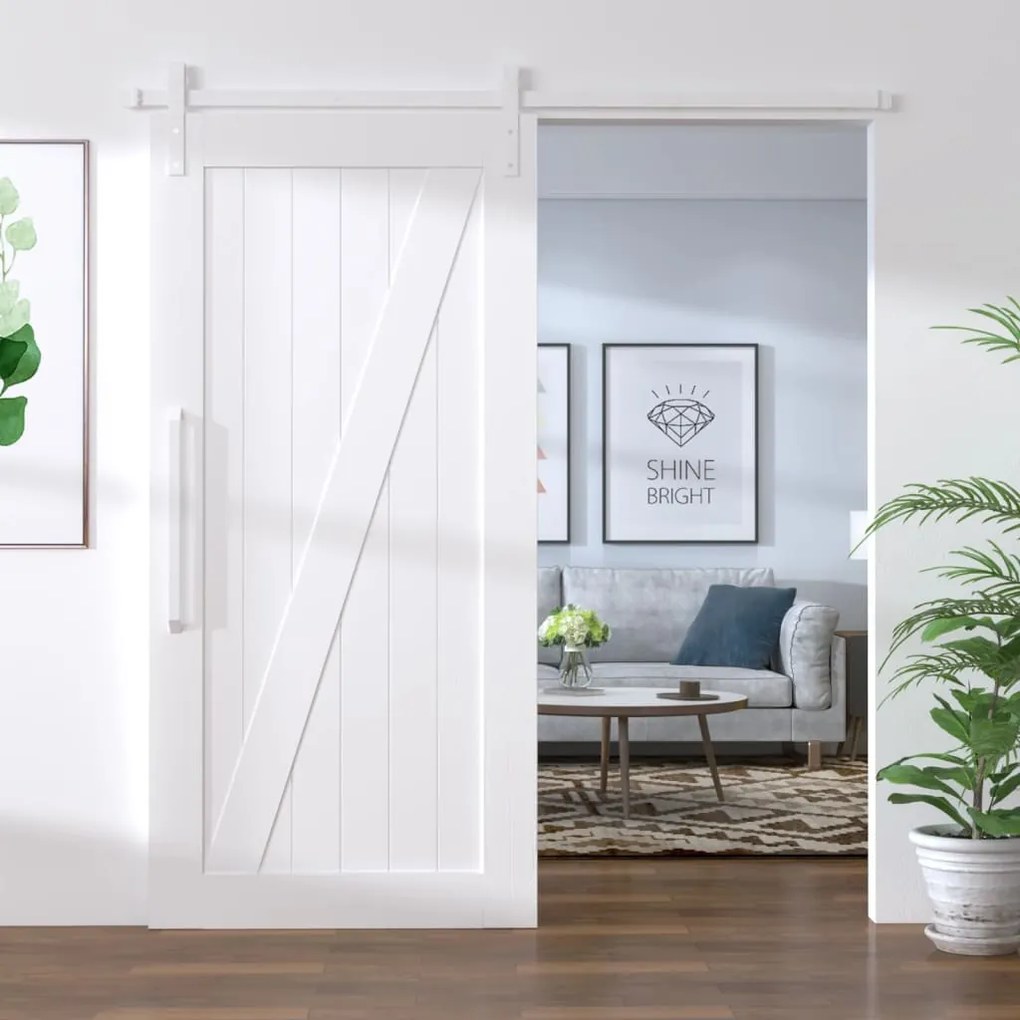 151707 vidaXL Kit de ferragens para porta deslizante 183 cm aço branco