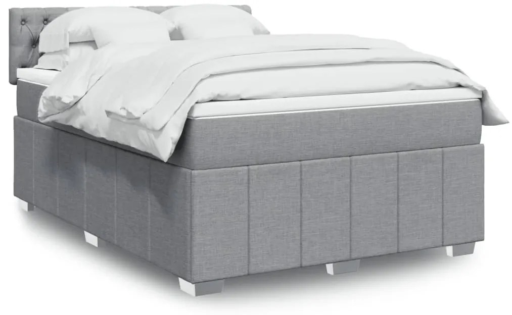 Cama com molas/colchão 140x190 cm tecido cinzento-claro