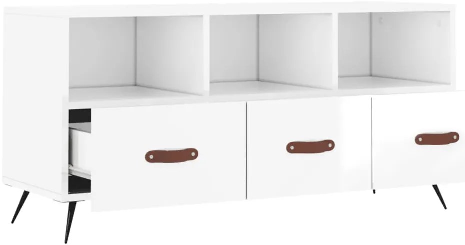 Móvel para TV 102x36x50 cm derivados madeira branco brilhante