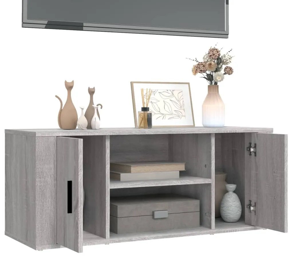 Móvel de TV 100x35x40 cm derivados de madeira cinzento sonoma