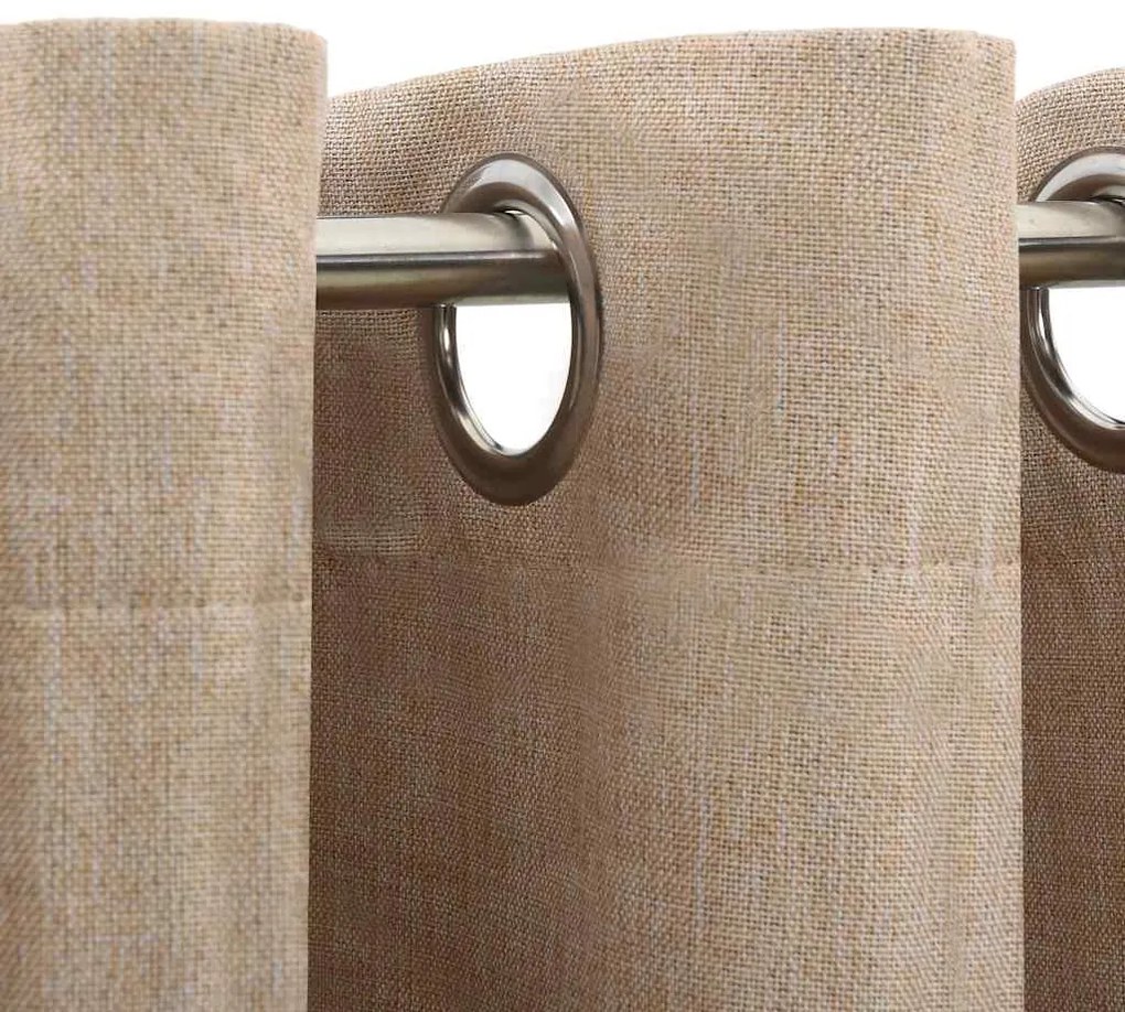 Cortinas opacas aspeto linho c/ ilhós 2 pcs 140x175 cm bege