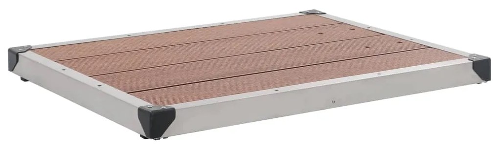 vidaXL Base chuveiro p/ exterior 80x62 cm WPC aço inoxidável castanho