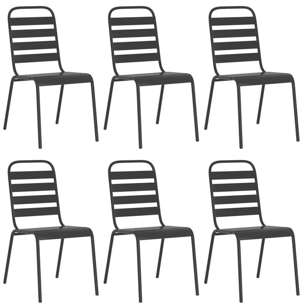 7 pcs conjunto de jantar para jardim aço antracite