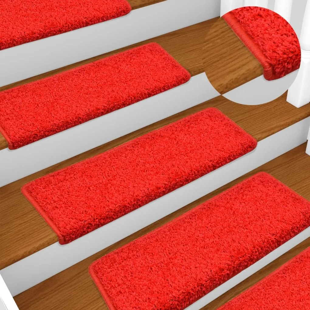 vidaXL Tapetes de escadas 10 pcs 65x21x4 cm vermelho