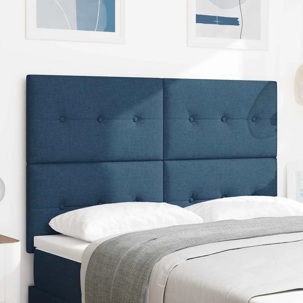 vidaXL Cabeceira Altura Ajustável com cabeceira Azul 140 cm tecido
