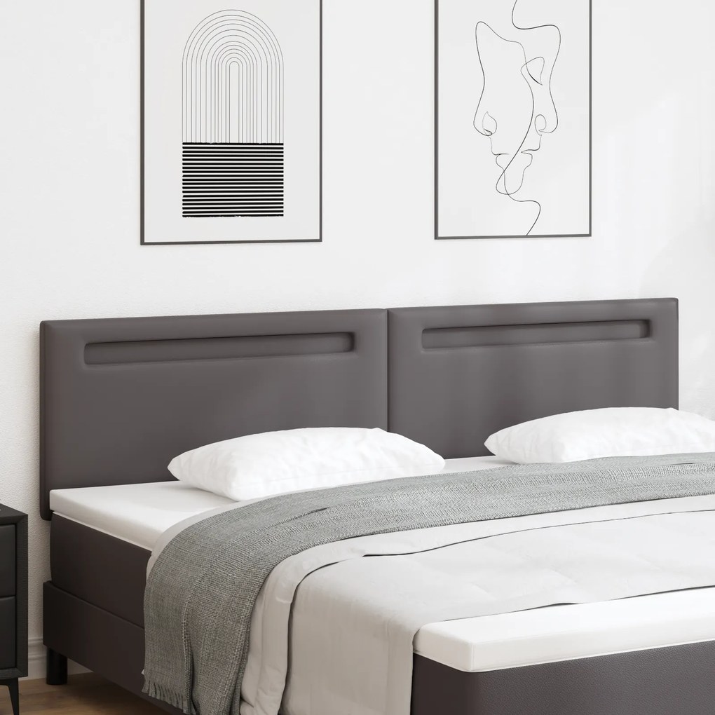 Cabeceira vidaXL Design Simples Cinza 200 cm em Couro Sintético