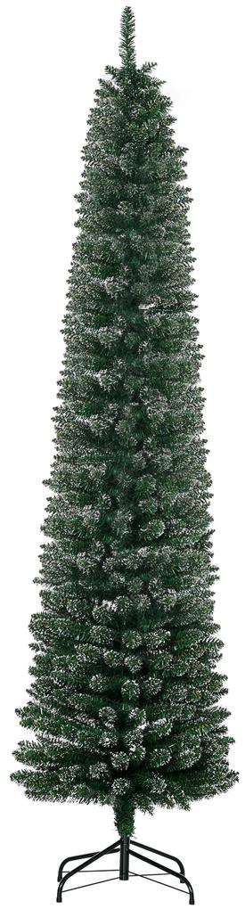 HOMCOM Árvore de Natal Artificial Altura 225cm com 624 Ramos de PVC Ignífugos Base Dobrável e Suporte Metálico Decoração de Natal para Interiores Ø56x225cm Verde