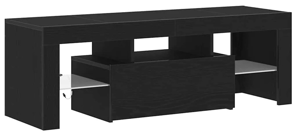Rack de TV vidaXL com Luzes LED Carvalho Preto 120x35x40 cm