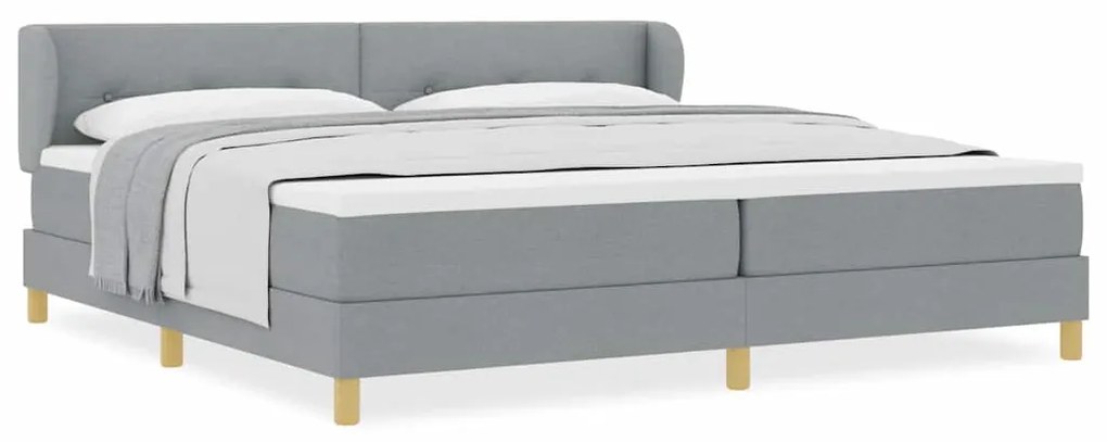 Cama Box Spring com Colchão Cinza Claro 200x200 cm em Tecido