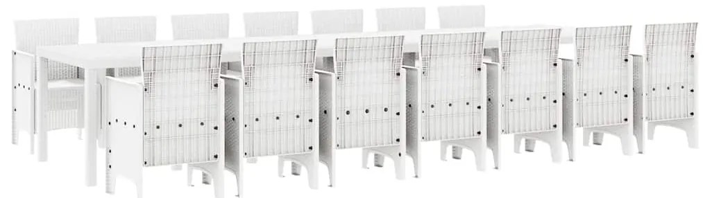 Conjunto de Jantar de Jardim 15 pcs Branco Grande Plástico