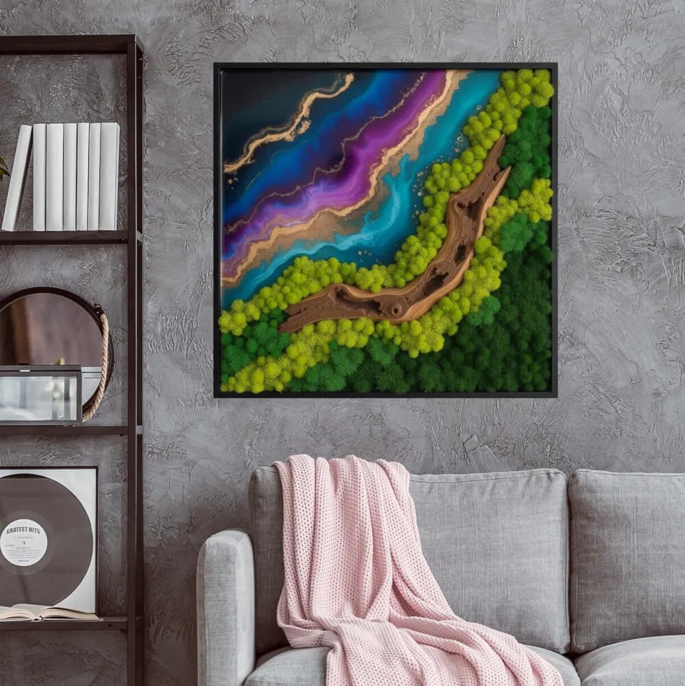 Autocolante quadrado Moss - Epoxy Stream Border of Worlds