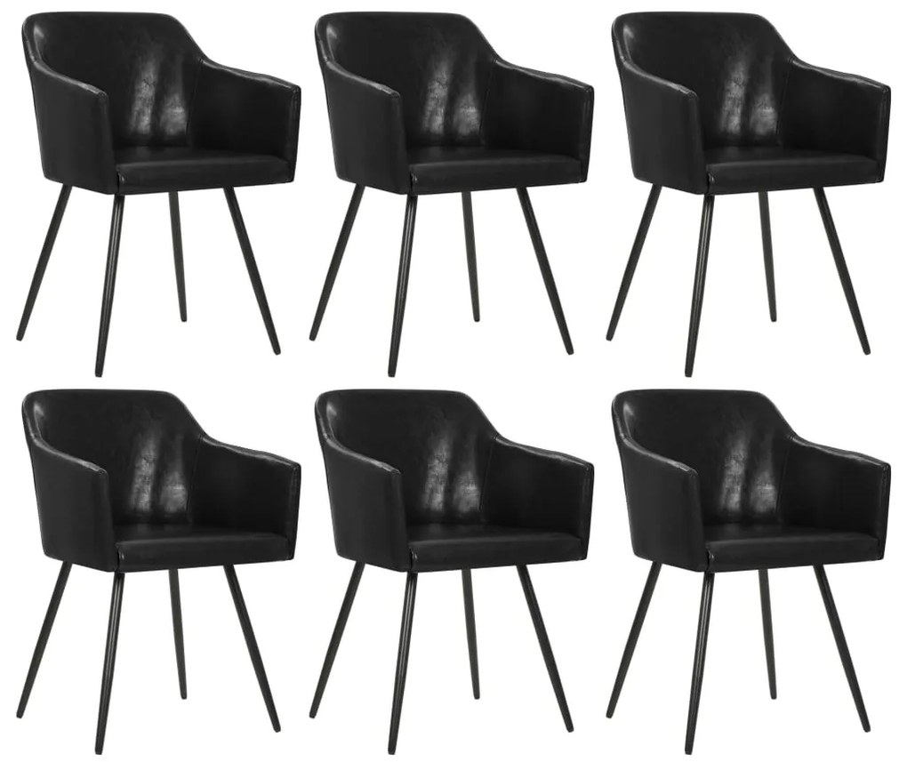 vidaXL Cadeiras de jantar 6 pcs couro artificial preto