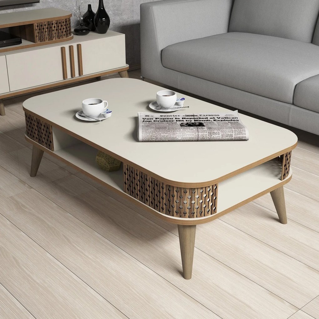 Mesa de Centro Eylül – Creme – 105x34,6x60 cm