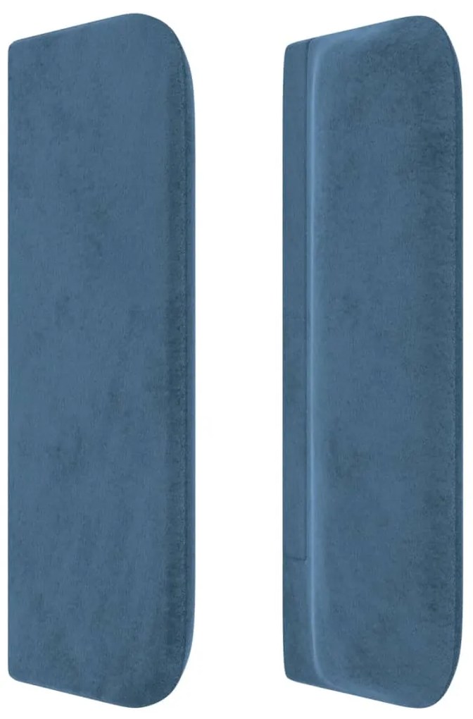 Cabeceira de cama c/ abas veludo 163x16x78/88cm azul-escuro