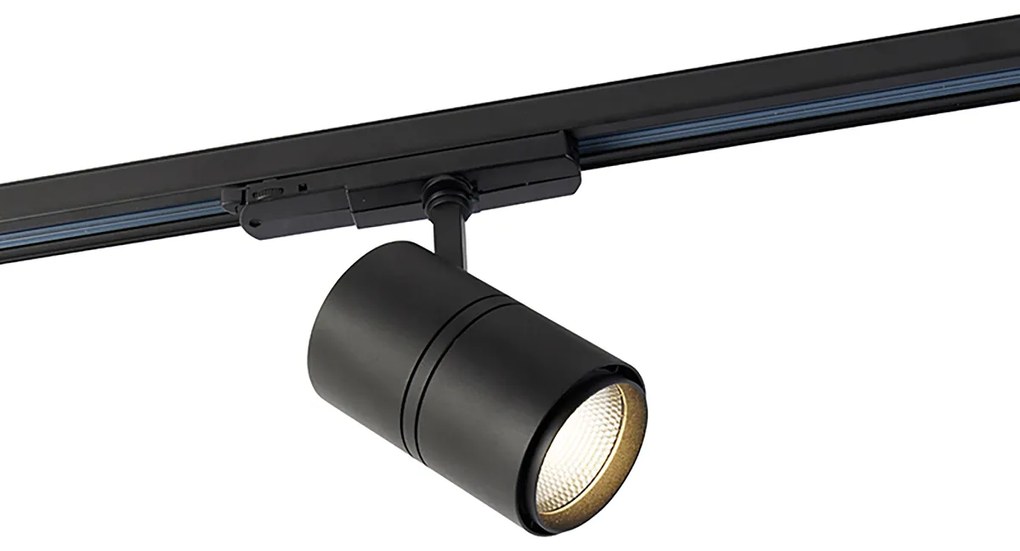 Sistema de trilho preto incl. LED regulável 3 luzes 3 fases esquerda - Régua Moderno