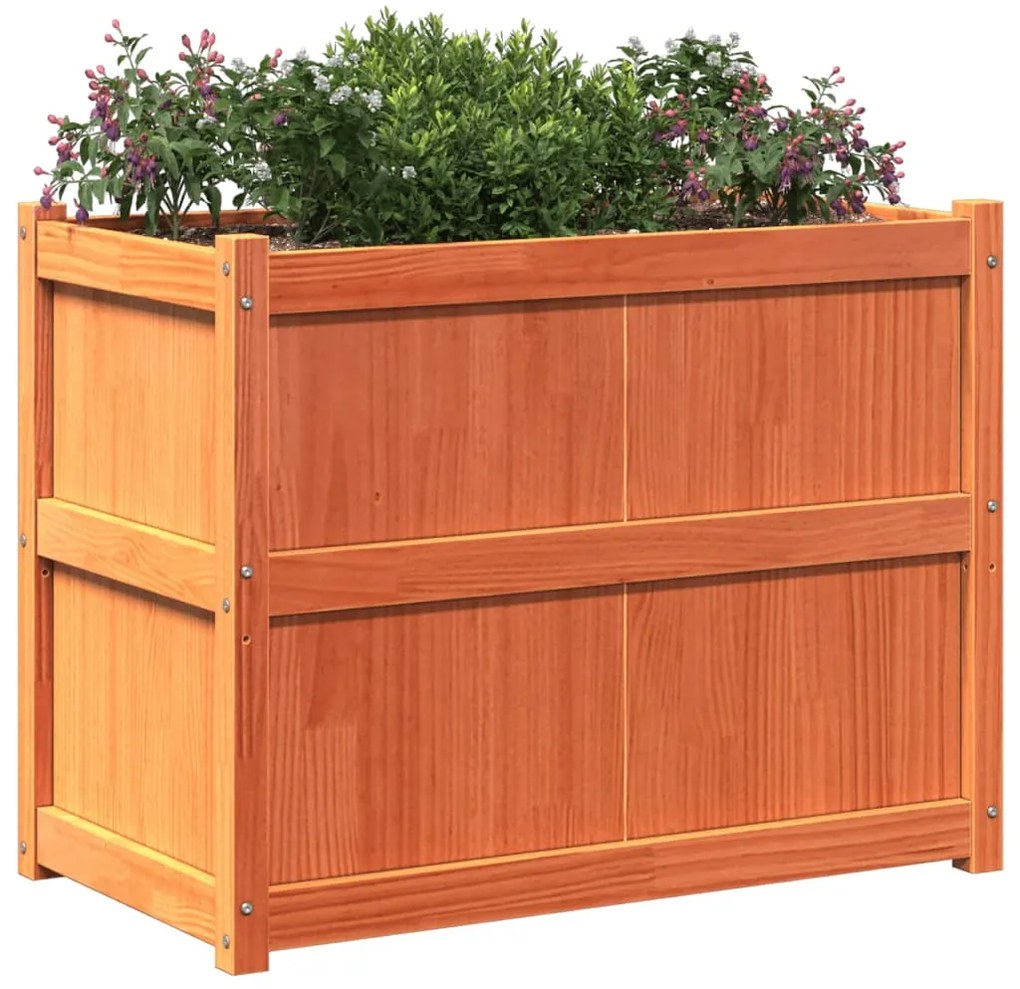 Vaso/floreira de jardim 90x50x70 cm pinho maciço castanho cera