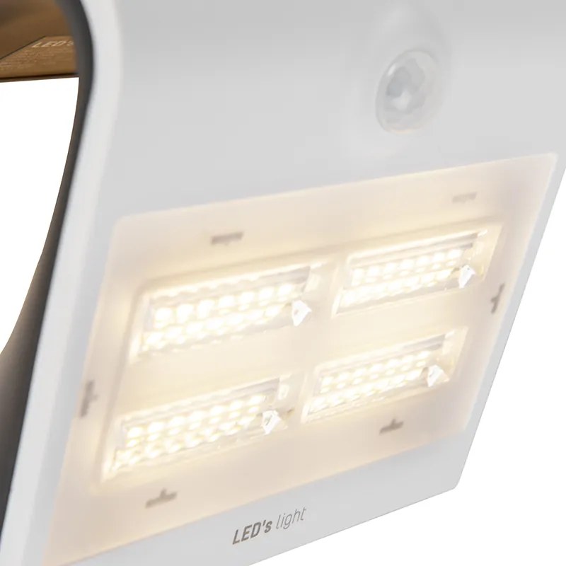 Candeeiro de parede exterior branco 21,5 cm com dimmer e sensor solar - Daya Moderno