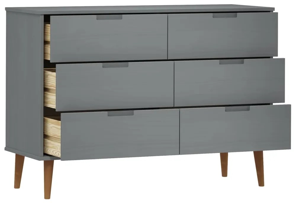 Armário de gavetas MOLDE 113x40x80 cm pinho maciço cinzento