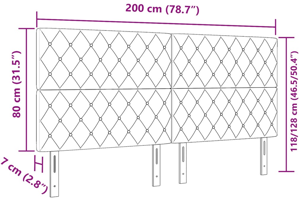 Cabeceira Botão de Cristal Tufted Cinza Claro de 200 cm em Veludo