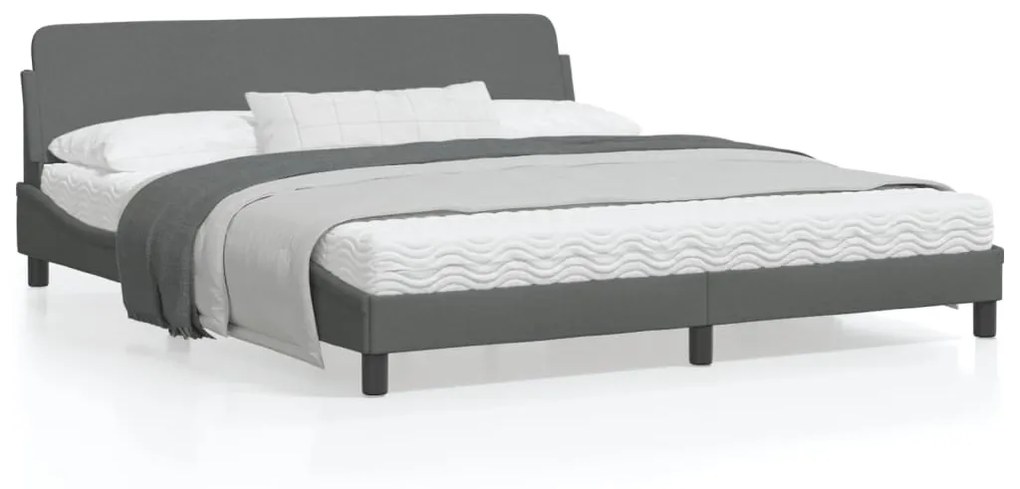 vidaXL Estrutura de cama sem colchão 180x200 cm tecido cinzento-escuro