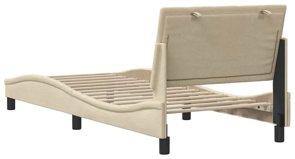 Estrutura de cama sem colchão 90x190 cm tecido creme