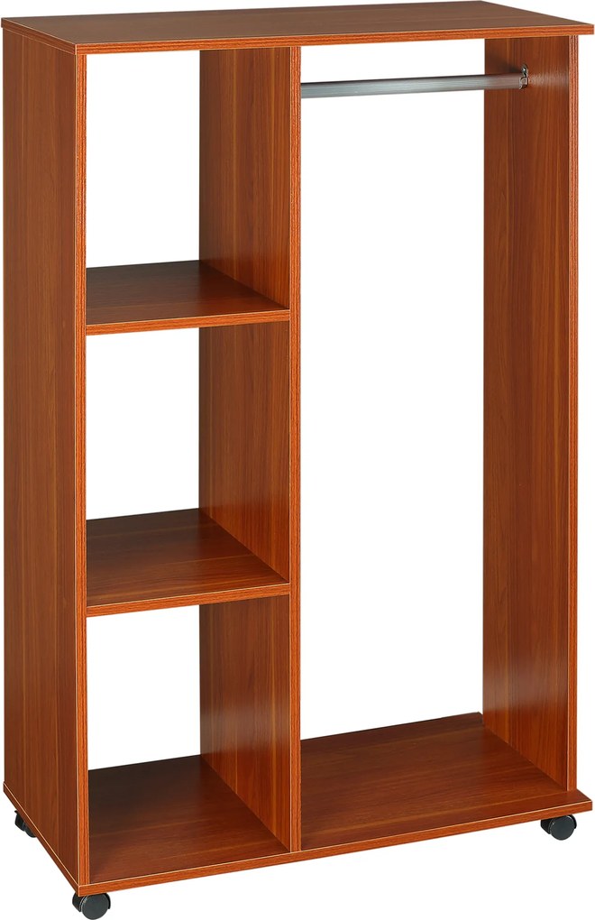 HomCom  Armários Roupeiros Móvel com Duplo Trilho 3 Estantes Organizador 80x40x128cm |Aosom Portugal