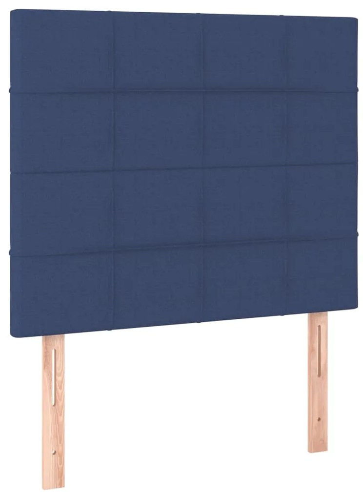 Cama box spring c/ colchão e LED 90x190 cm tecido azul