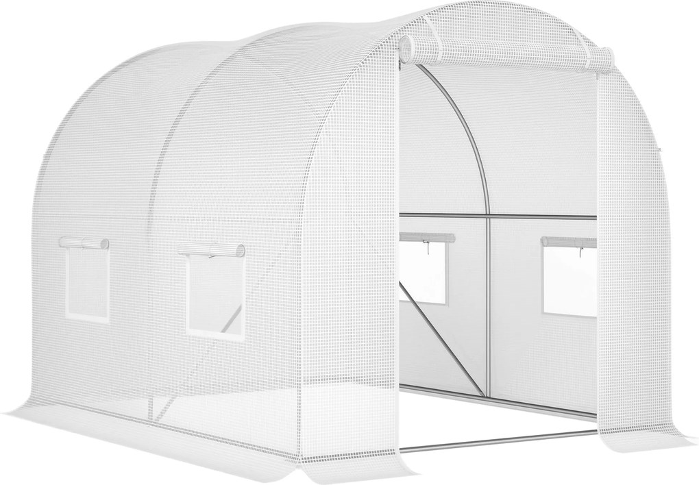 Estufa de jardim em forma de túnel, 6 m², 3m x 2m x 1,9m , aço galvanizado reforçado com 2,4 cm de diâmetro + PE de alta densidade, janelas e porta br