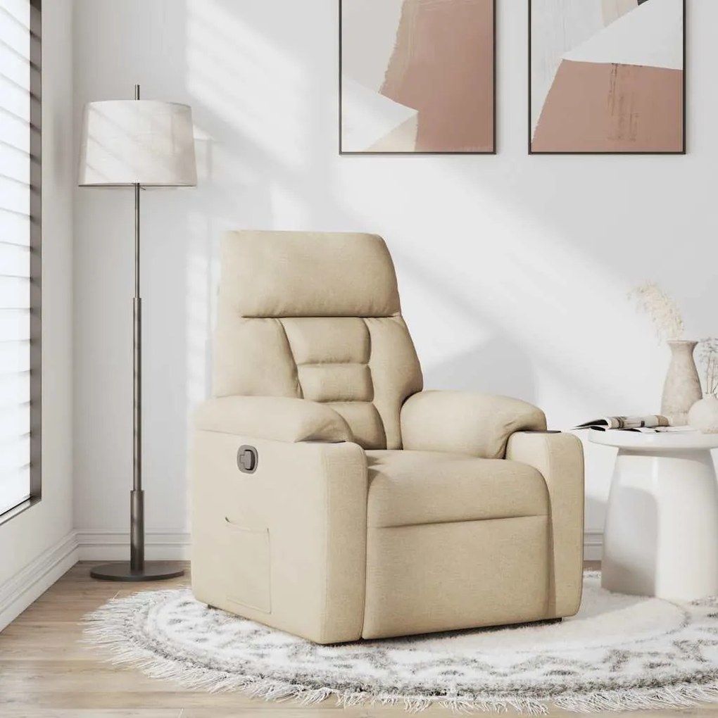 Poltrona reclinável tecido cor creme