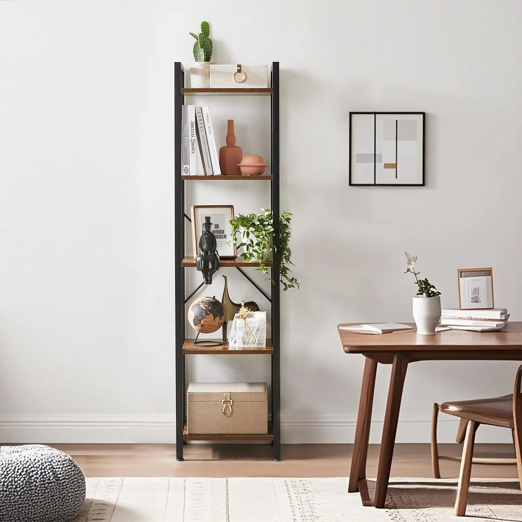 Estante de livros 30 x 39,6 x 154 cm 5 prateleiras 30 x 39,6 x 154 cm Preto e castanho-escuro